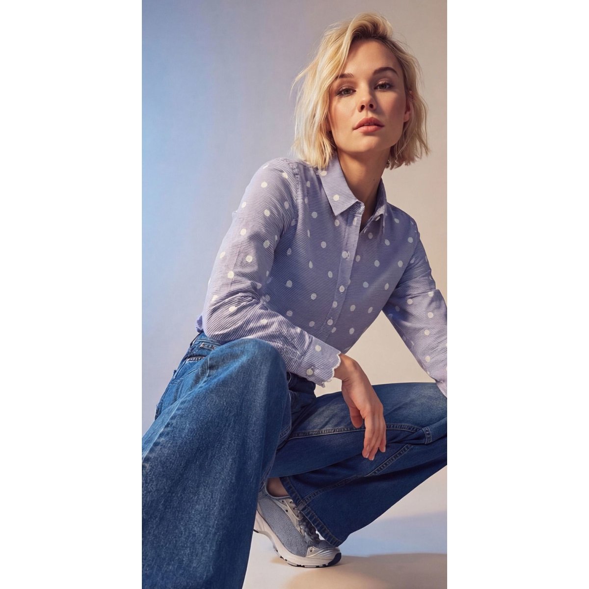 Blouse mit streifen und stickerei bluewhite, ZERO