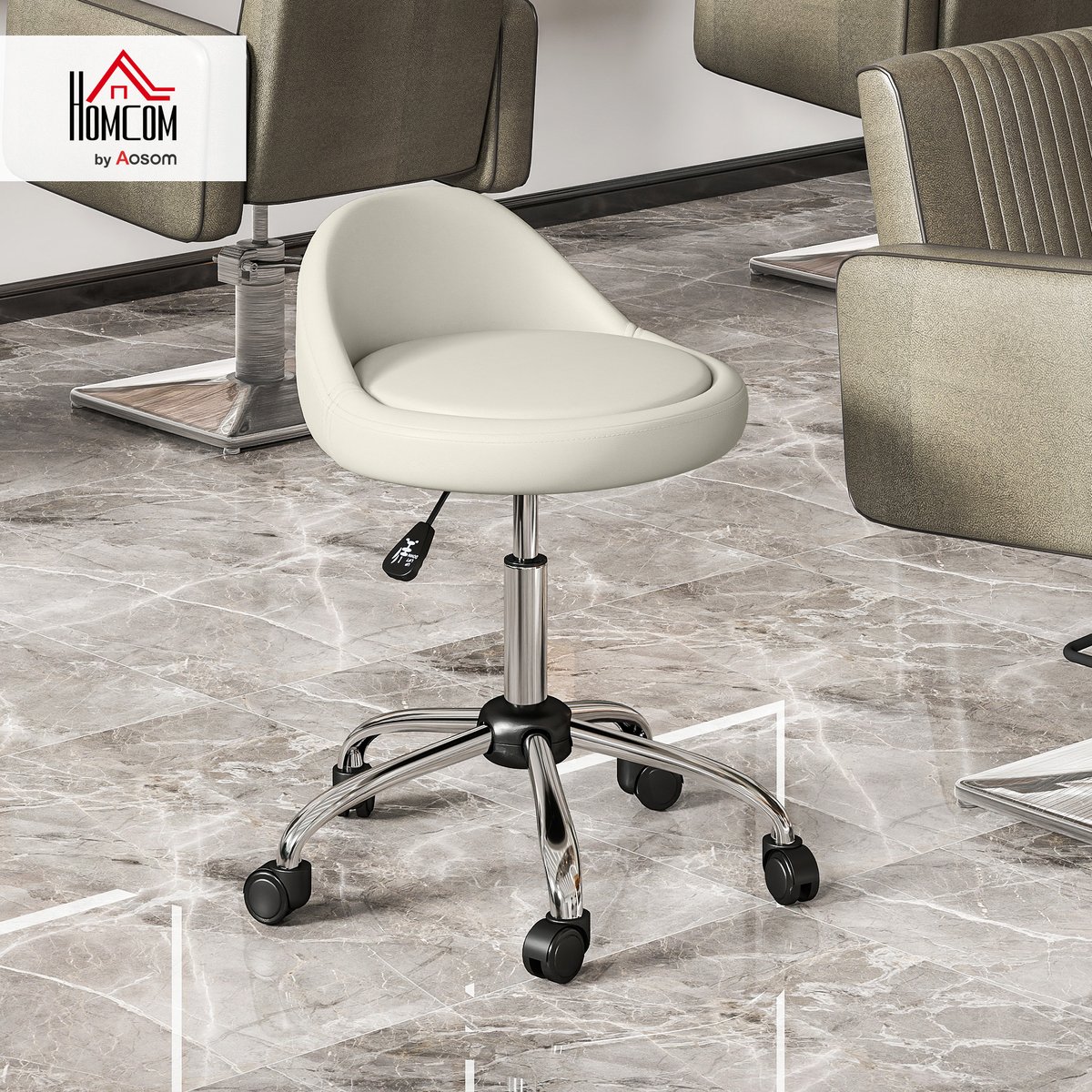 Tabouret de salon Revêtement synthétique blanc, HOMCOM