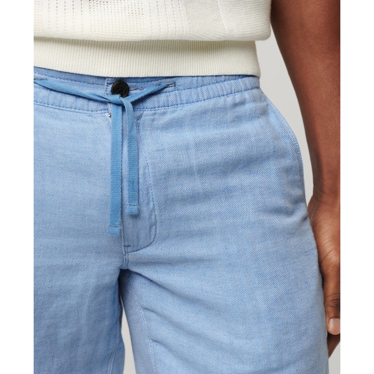 Short en lin avec cordon de serrage bleu/optic, SUPERDRY