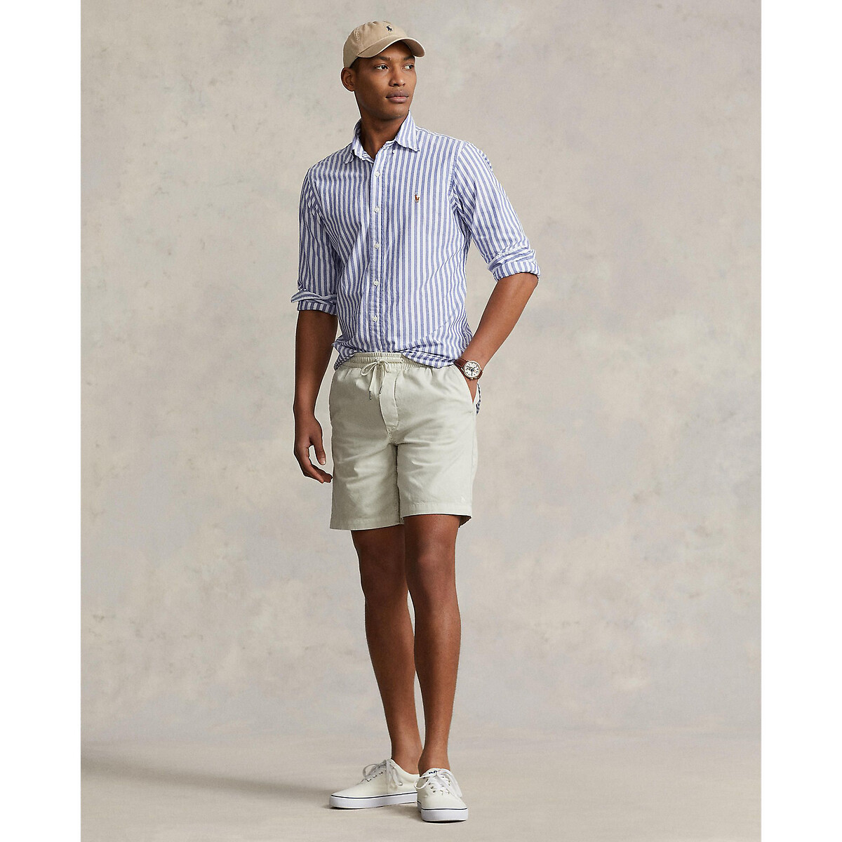 Oxford Cotton Shirt in Slim Fit with Long Sleeves navy/white, POLO RALPH LAUREN