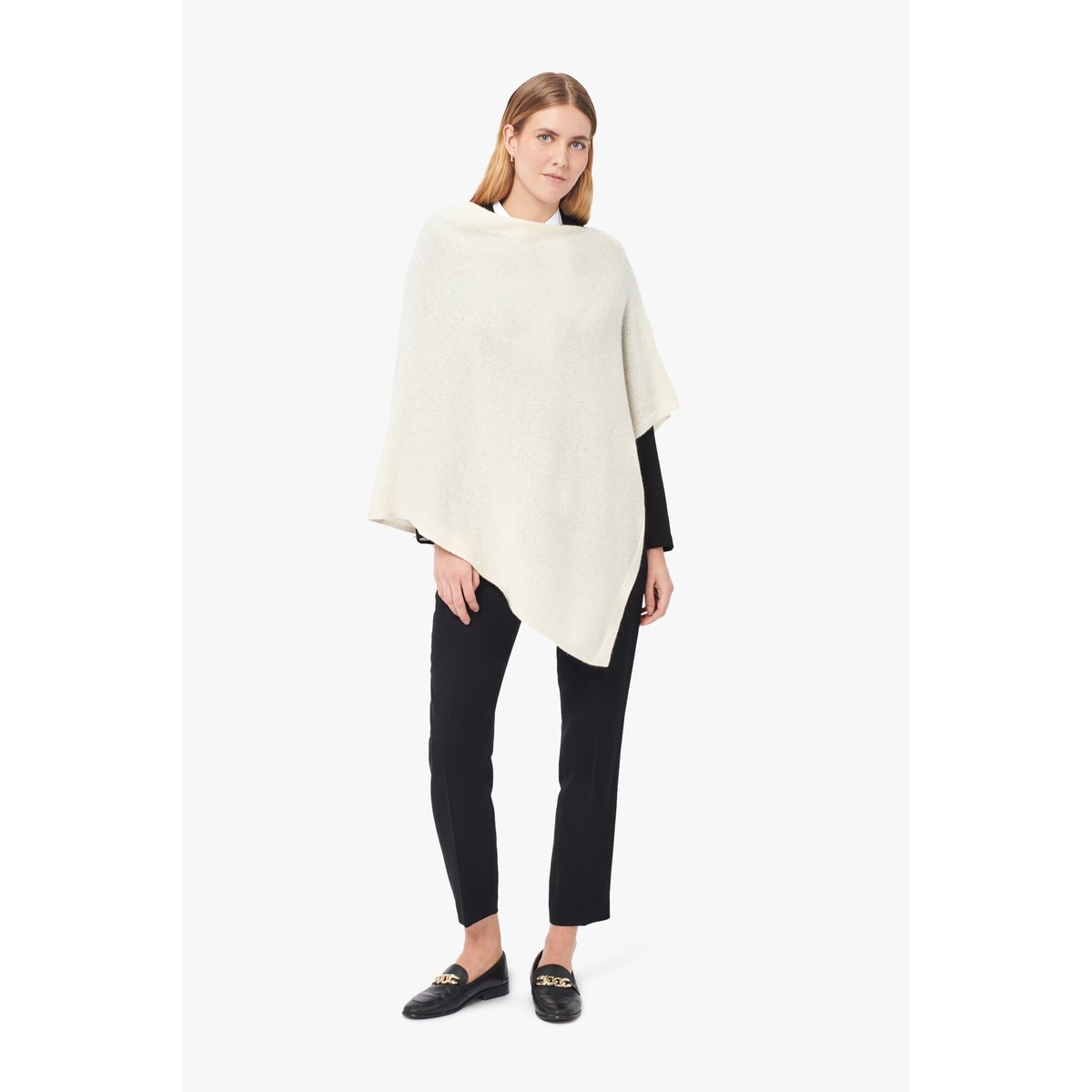 Poncho asymétrique en cachemire BALTIA ivoire, CAROLL