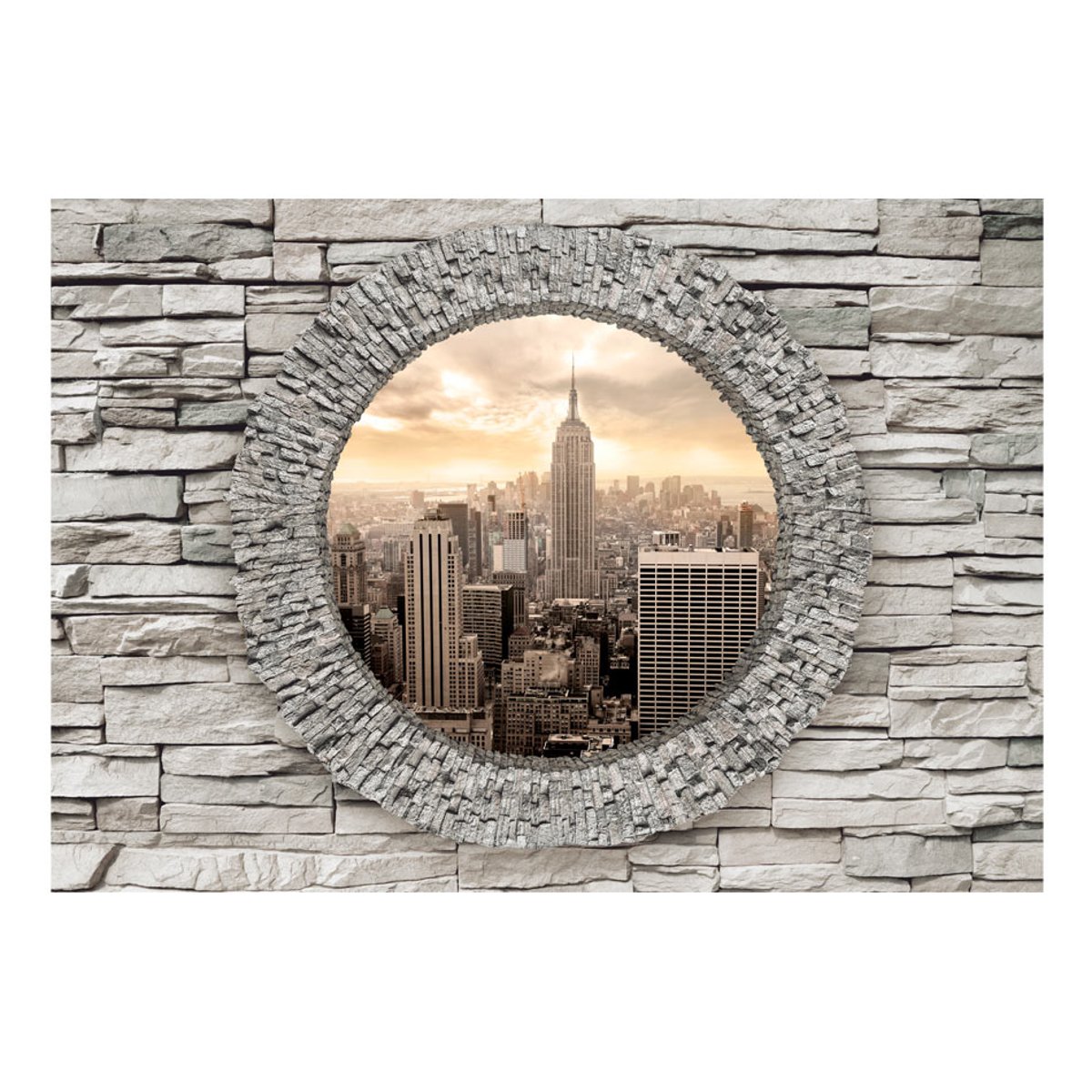 Papier peint intissé panoramique Ville et Architecture Secret Window beige, EDEN