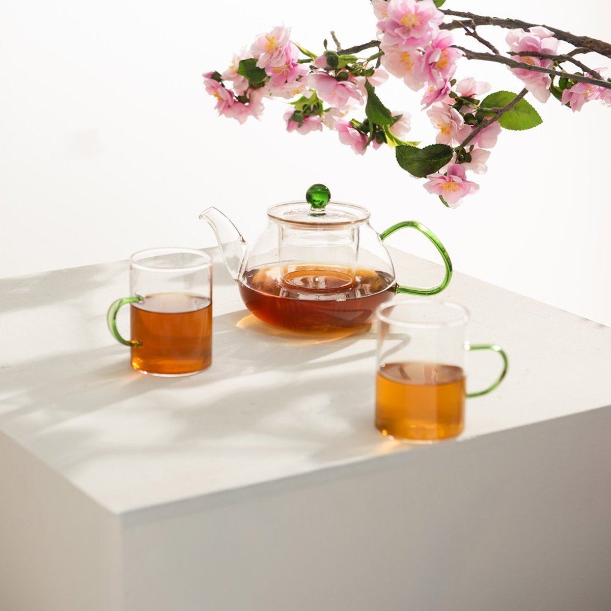 Coffret théière avec 2 tasses vert 70 cl-ZENYA transparent / cristal, TABLE PASSION