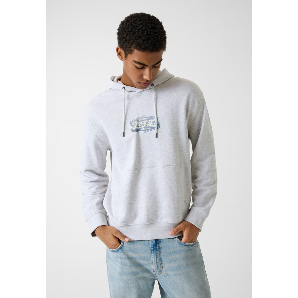 Sweat À Capuche Avec Logo Imprimé gris, GUESS JEANS