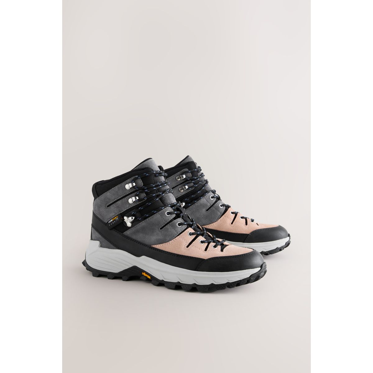 Bottines de randonnée à lacets imperméables cuir gris, NEXT