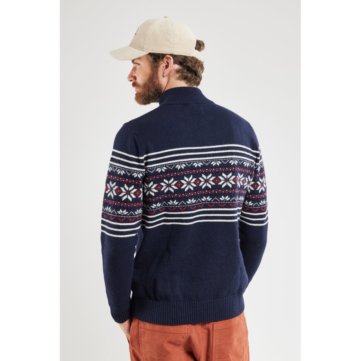 Pull de Noël en 100% matières recyclées NOEL marine/ ecru/ pop, ARMOR-LUX