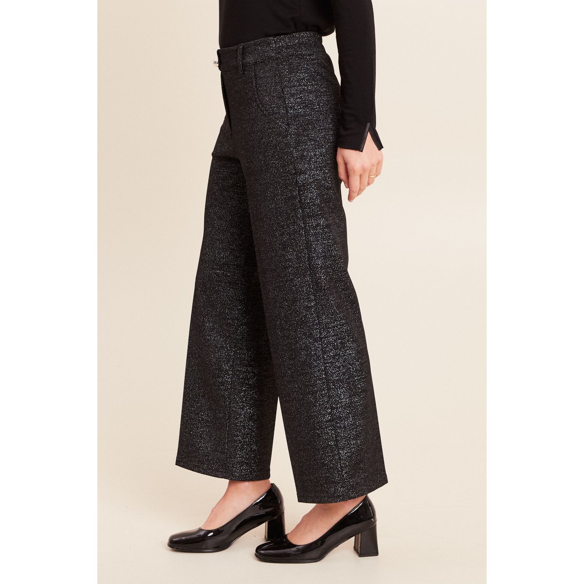Pantalon large à paillettes noir, BREAL