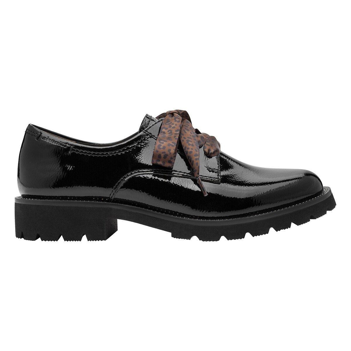 Derbies vernies à double lacets noir, TAMARIS