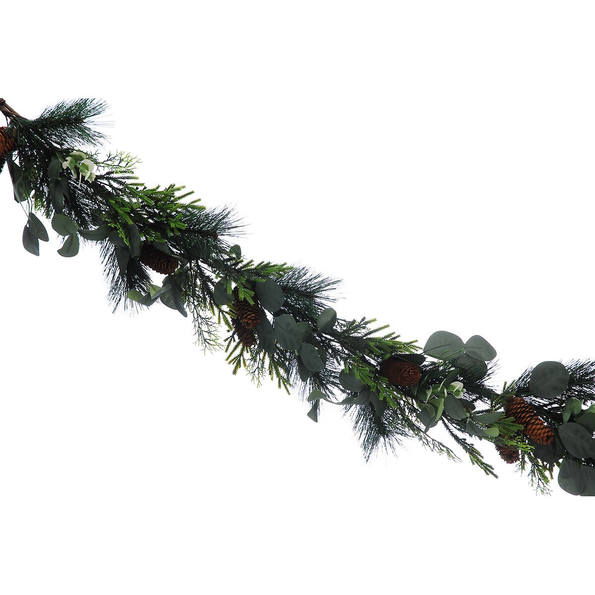 152cm Nordic Lights Eucalyptus & Pinecones Garland green, SO'HOME