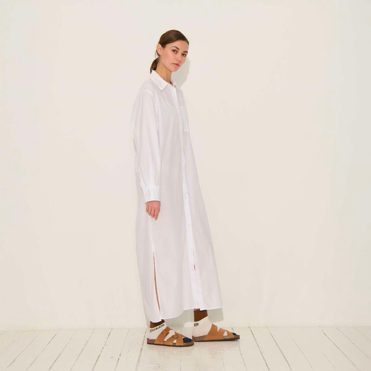 Robe chemise longue en coton PERNETTE blanc, BENSIMON