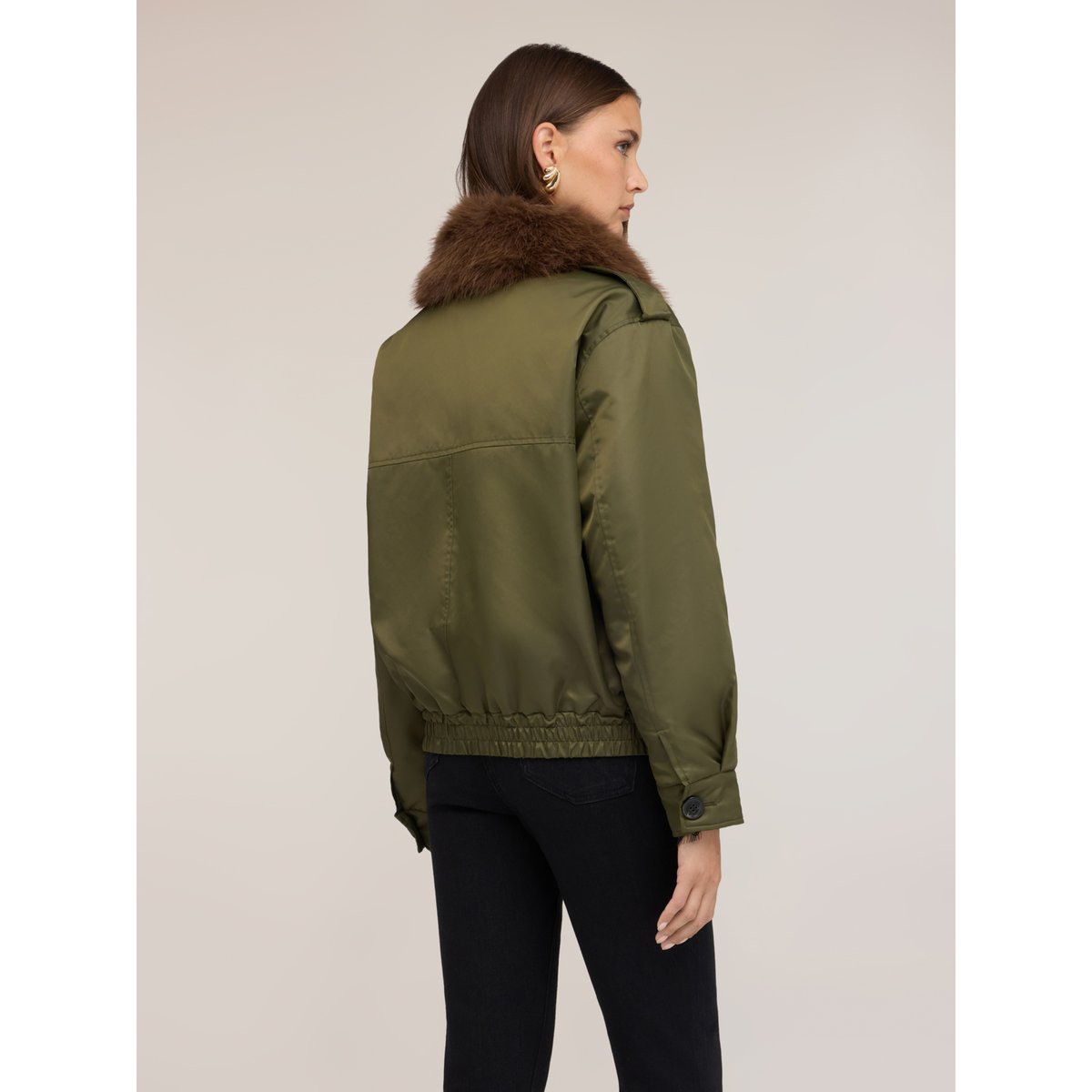 Blouson bombardier avec col amovible verde militare, MOTIVI