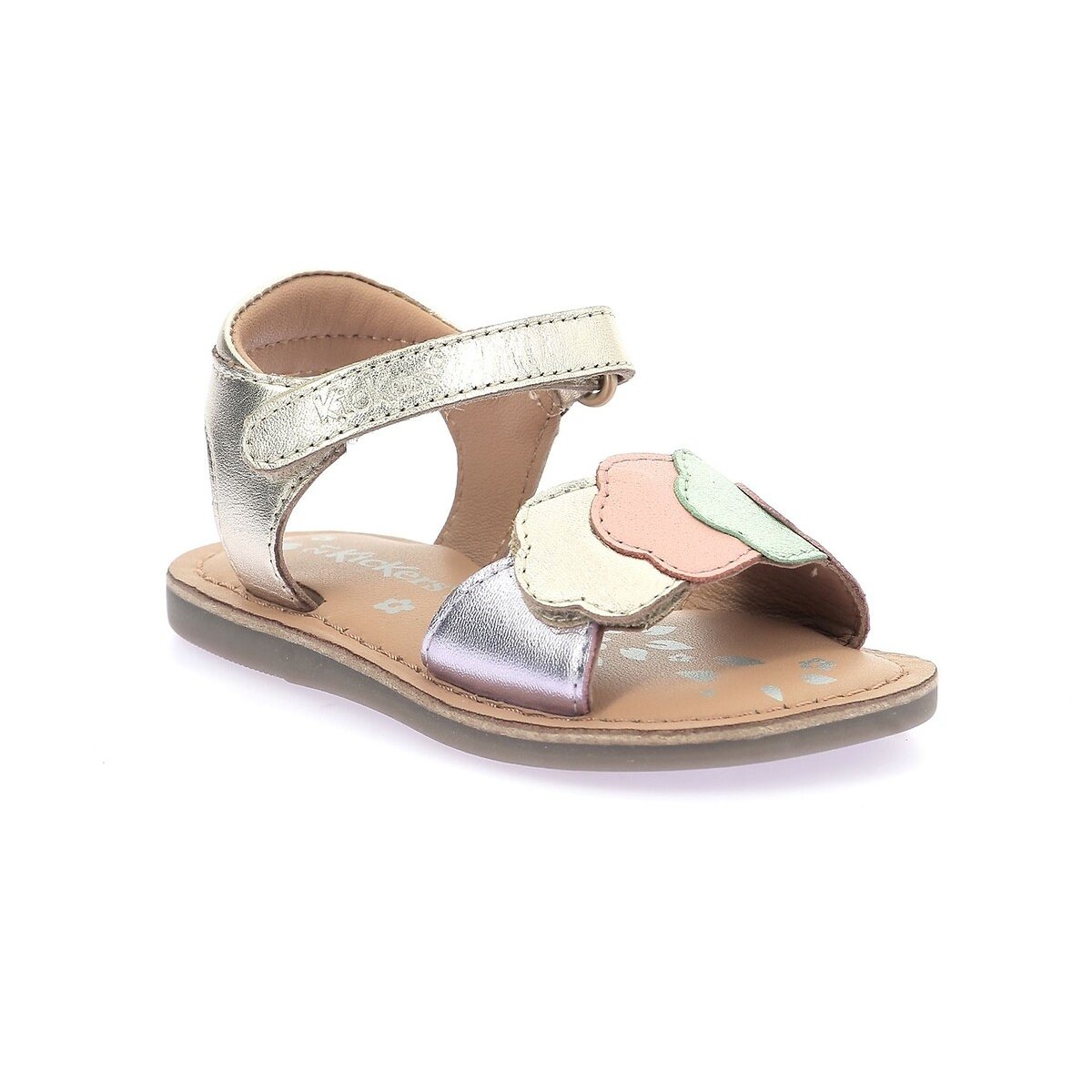 Sandali in pelle con chiusura a velcro Dyastar color oro multicolore, KICKERS