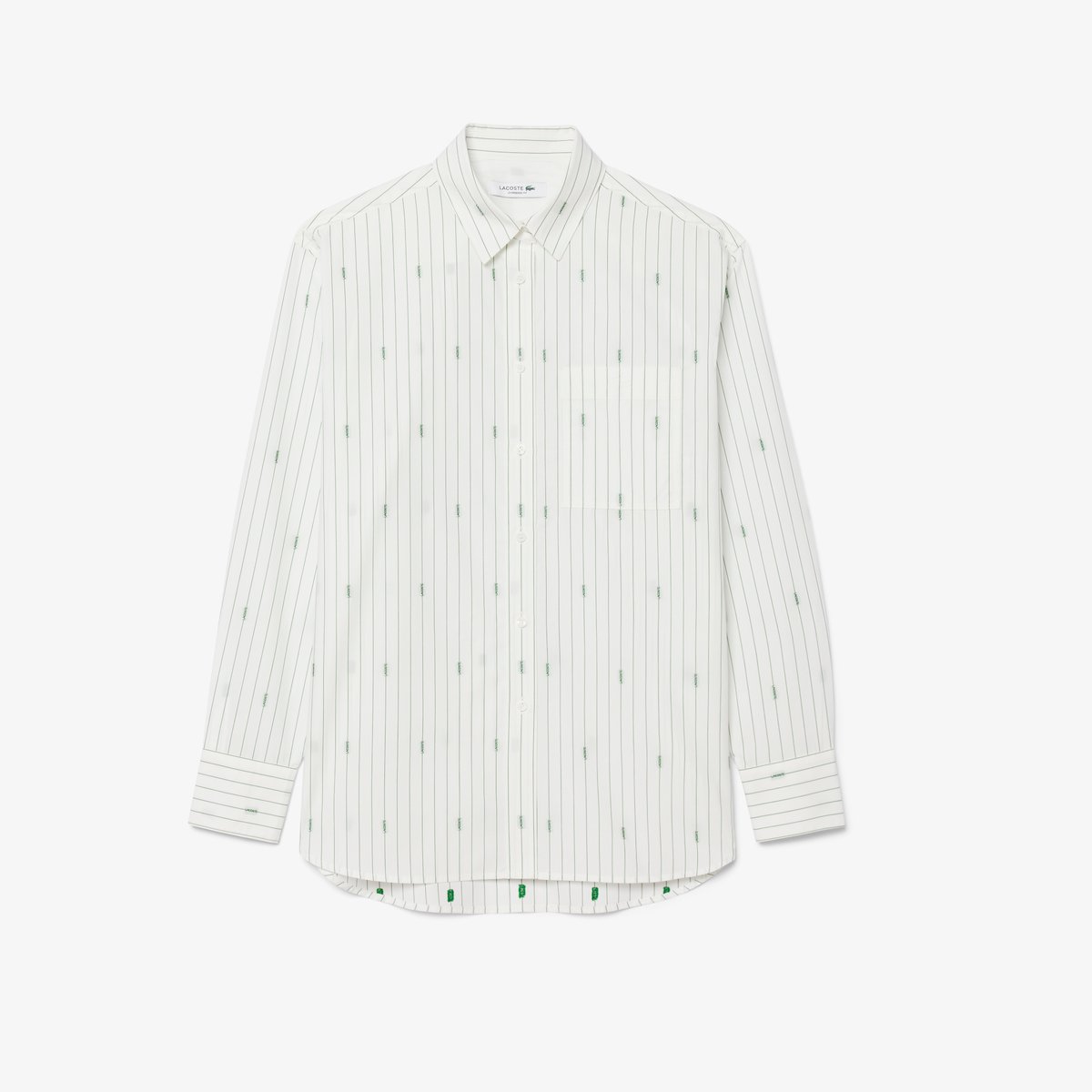 Chemise rayée jacquard oversize blanc-4iu, LACOSTE