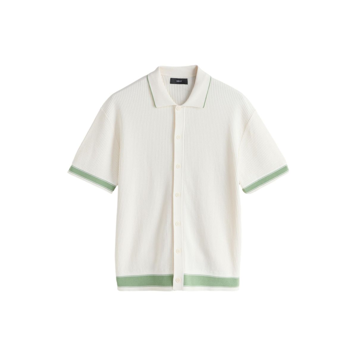 Chemise en maille côtelée texturée à liserés blanc écru, NEXT