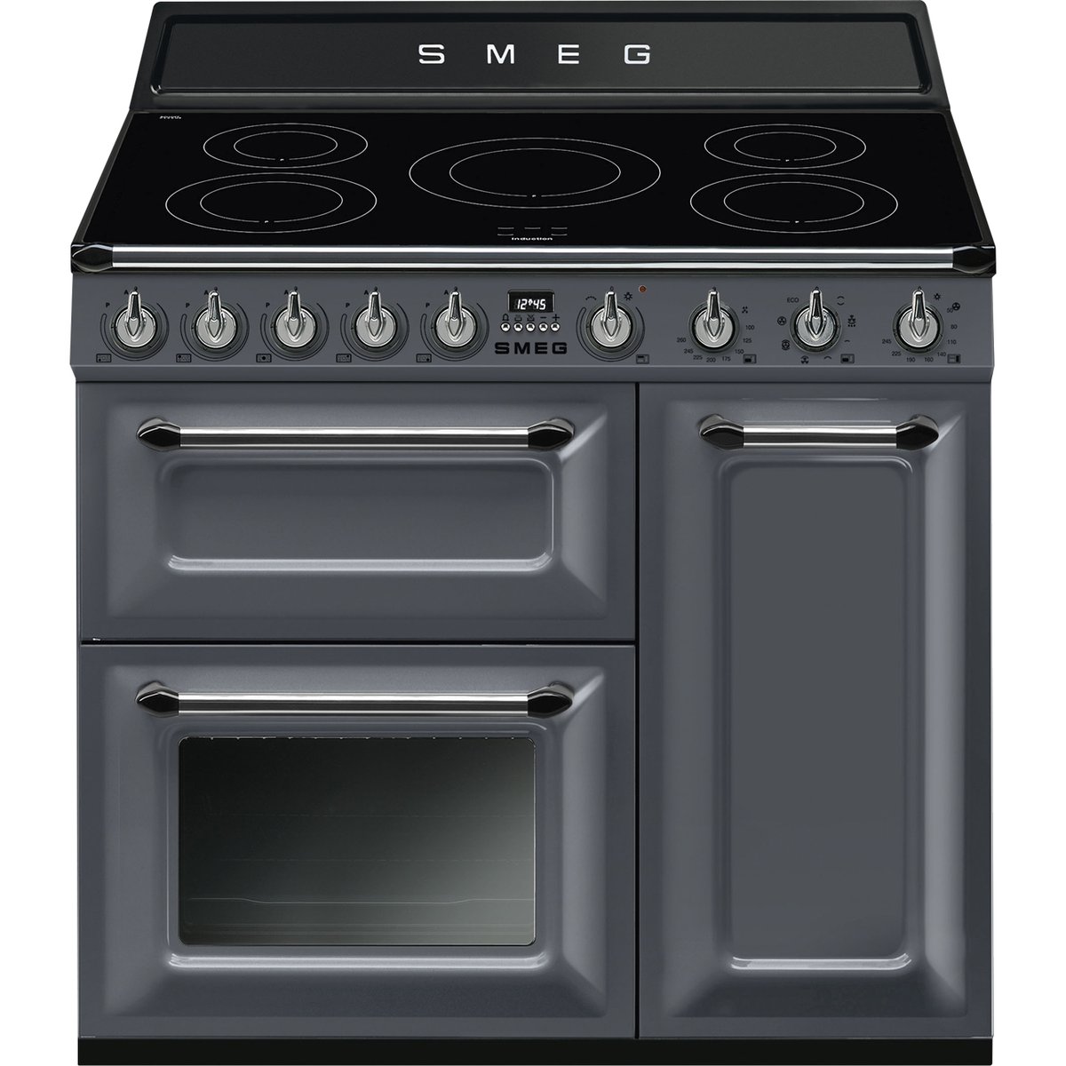 Piano de cuisson induction 5 feux 90 cm TR93I gris ardoise brillant, SMEG