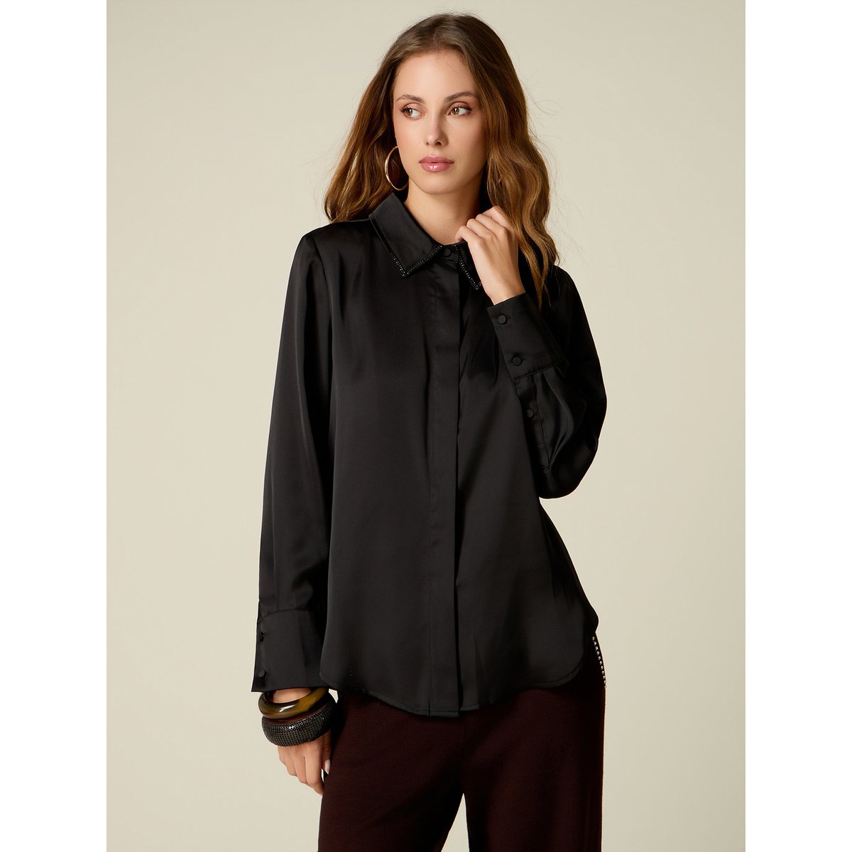 Chemise avec col bijou blanc, OLTRE