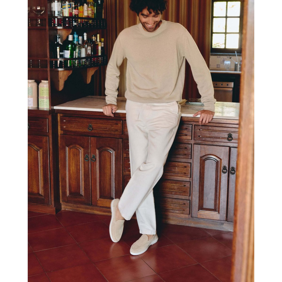 Mocassin cuir suède BYRON beige, ANGARDE
