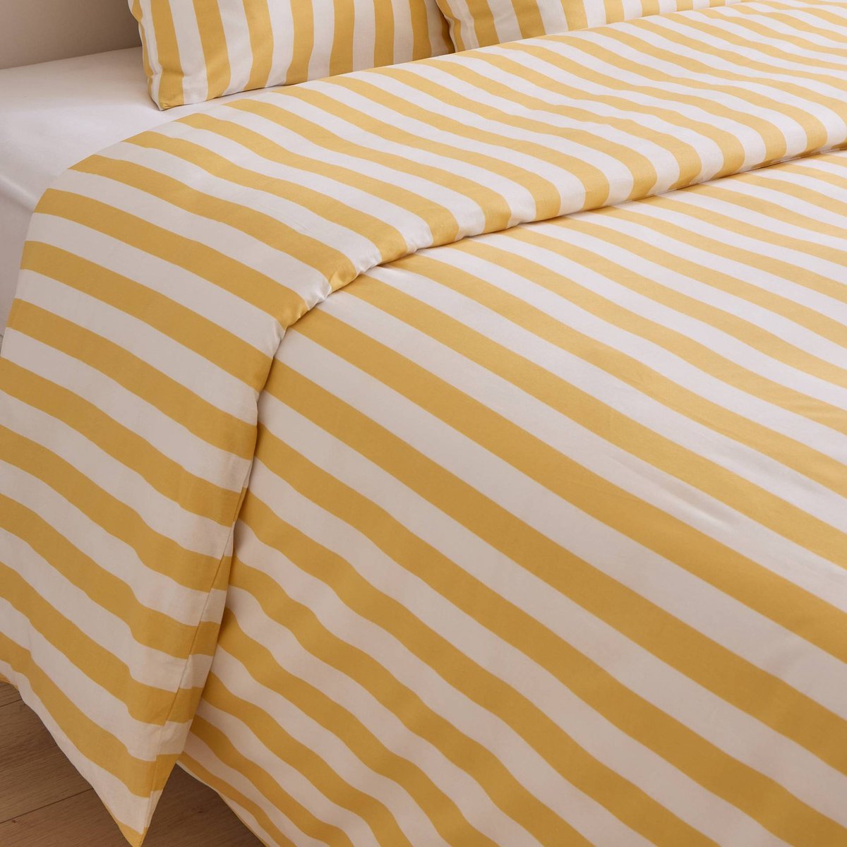 Lot avec housse de couette et deux taies d'oreiller carrées imprimé rayé, 240x220cm et 63x63cm, 100% coton bio GOTS pastille, MONOPRIX