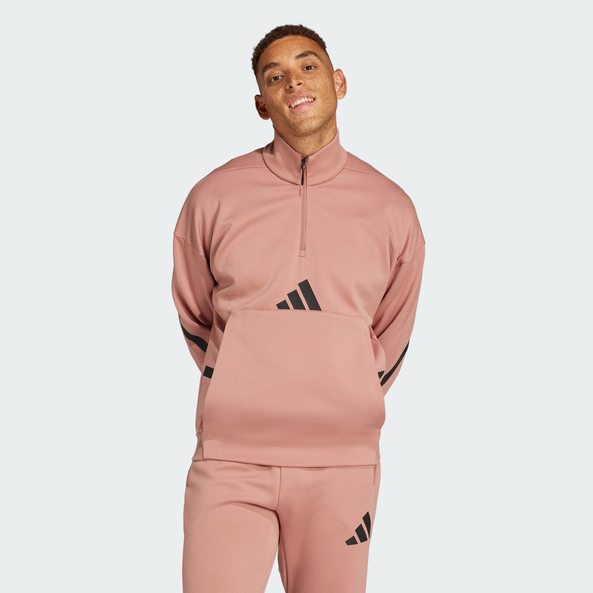 Sweat-shirt 1/4 zip adidas Z.N.E. warm clay, ADIDAS SPORTSWEAR
