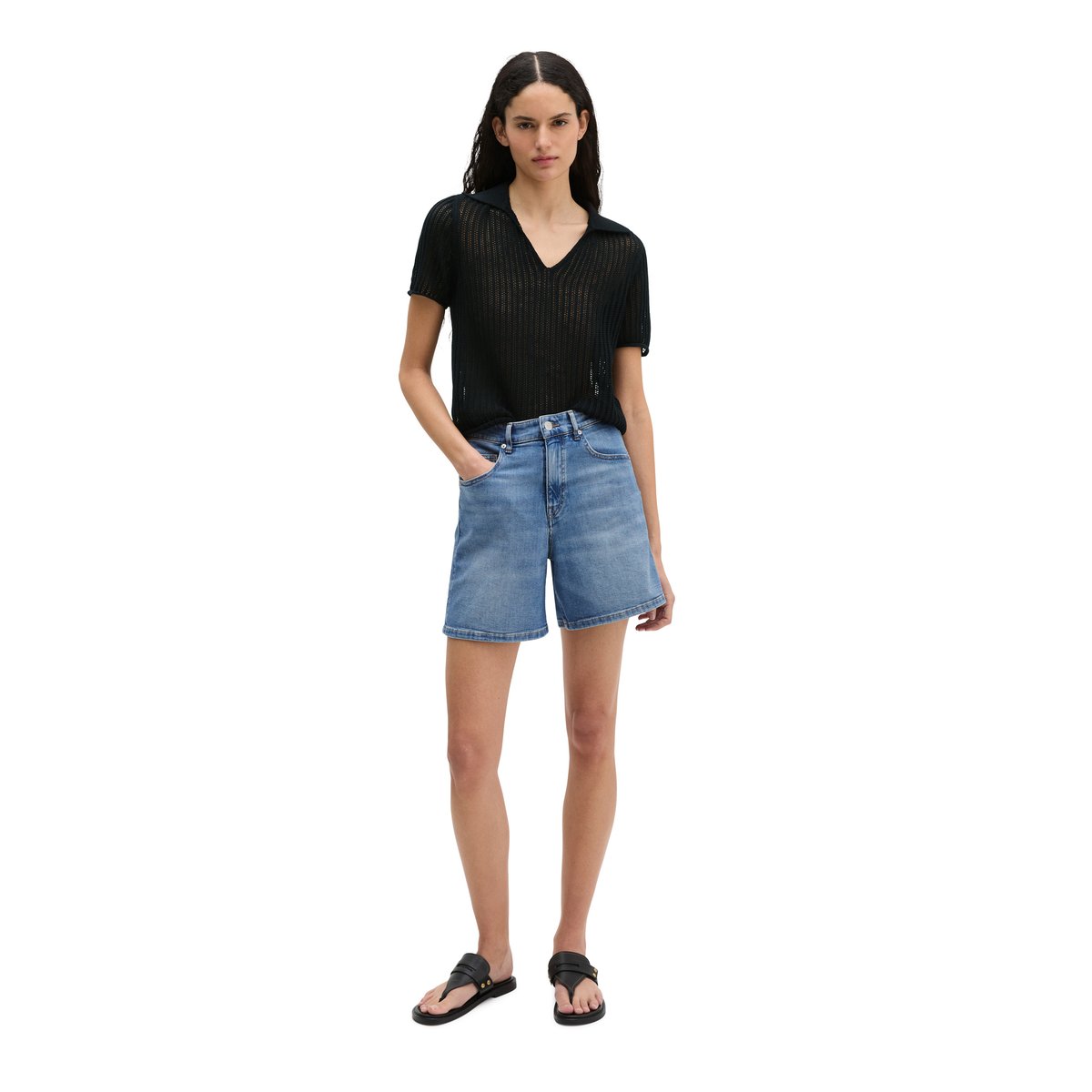 Short en jean regular en stretch doux Organic Cotton-Lyocell bleu clair, MARC O'POLO