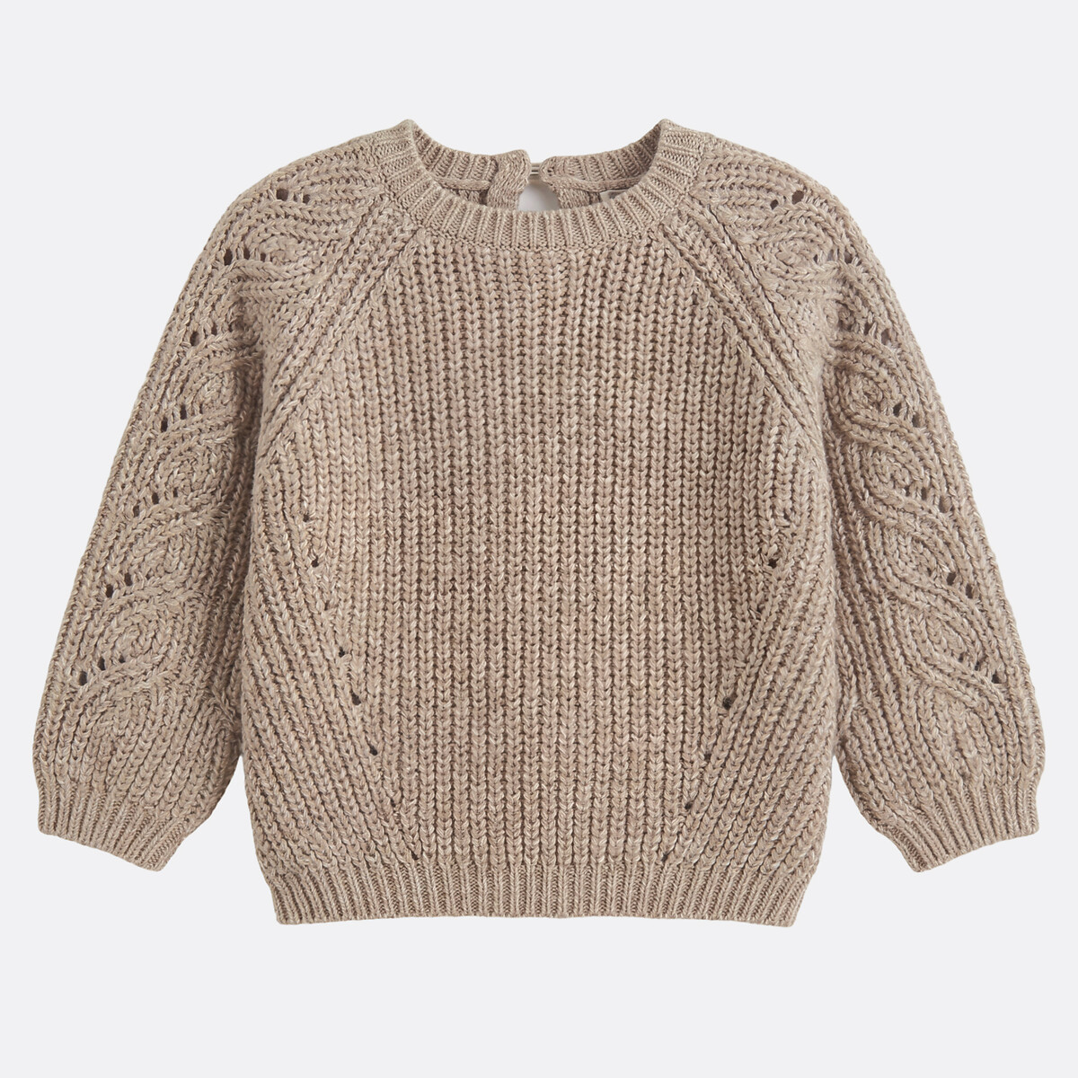 Pull col rond en grosse maille beige, LA REDOUTE COLLECTIONS