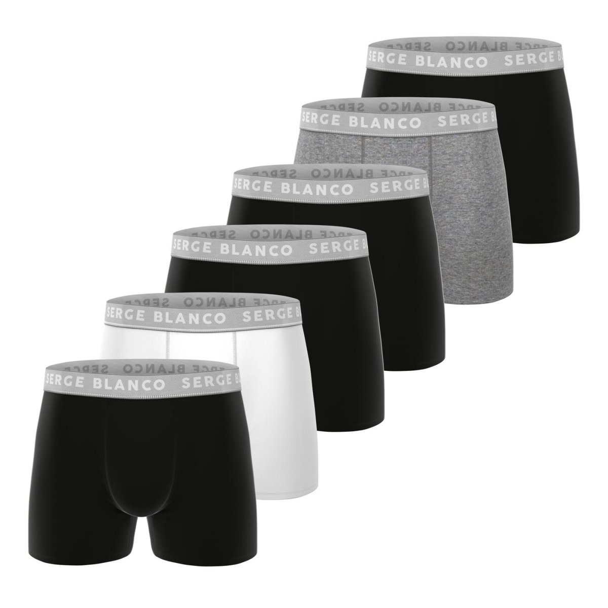 Lot De 6 Boxers Coton noir/gris/blanc, SERGE BLANCO