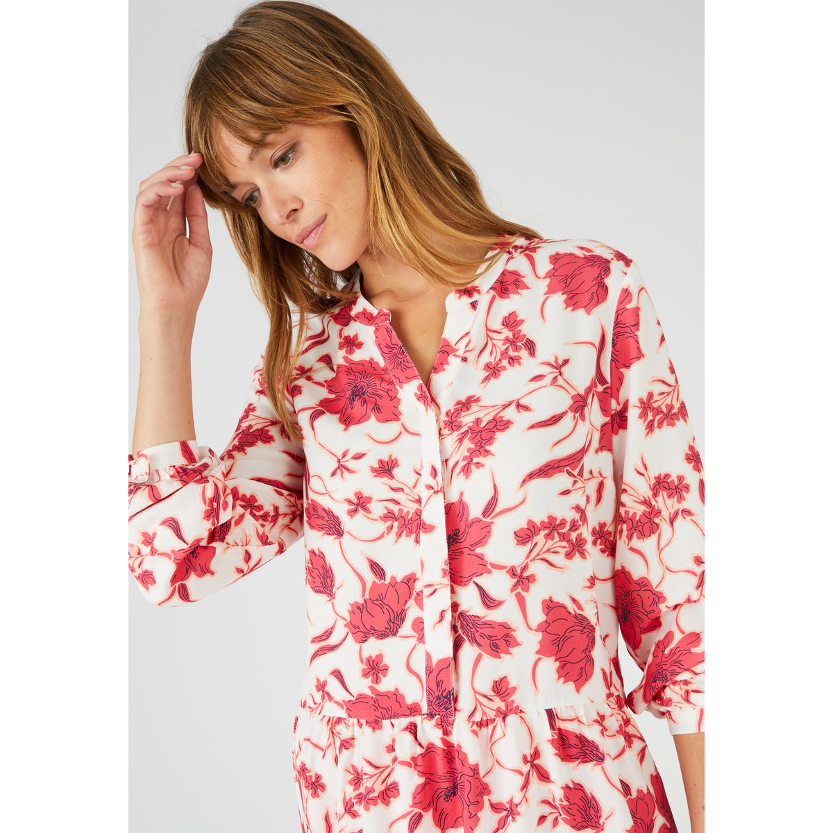 Tunique base volantée fleurie rose fleuri, DAMART