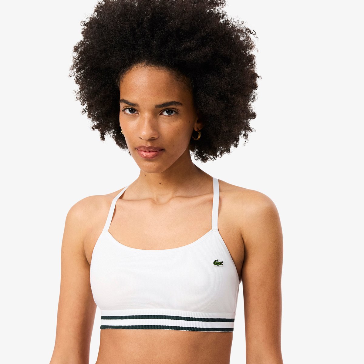 Brassière coton côtelé blanc-001, LACOSTE