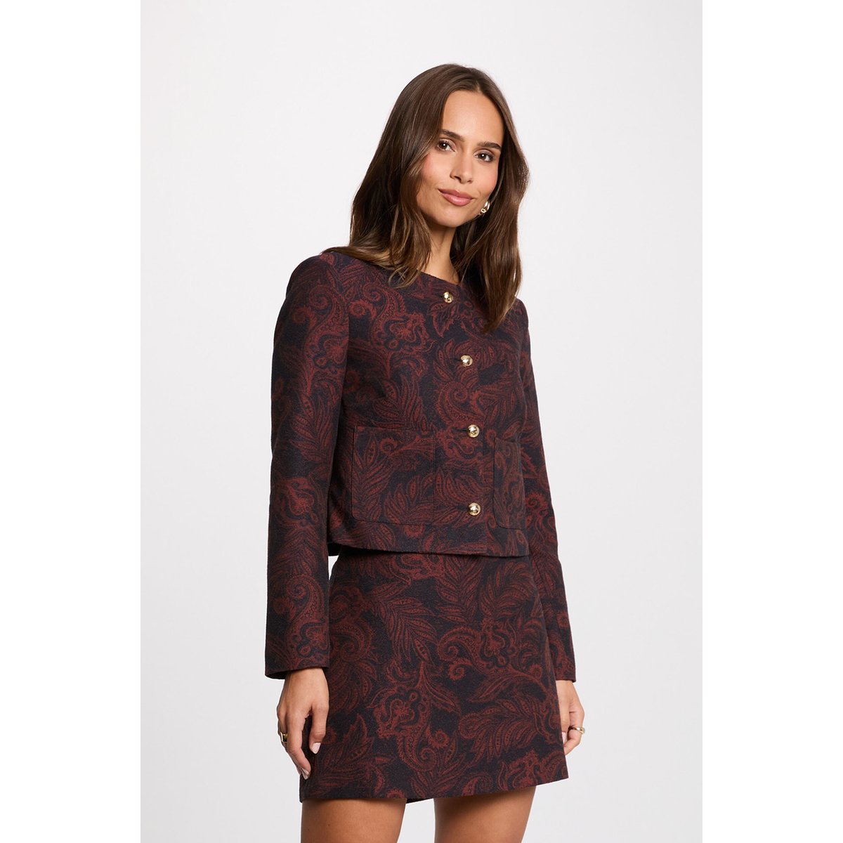 Veste droite imprimée multicolore, MORGAN