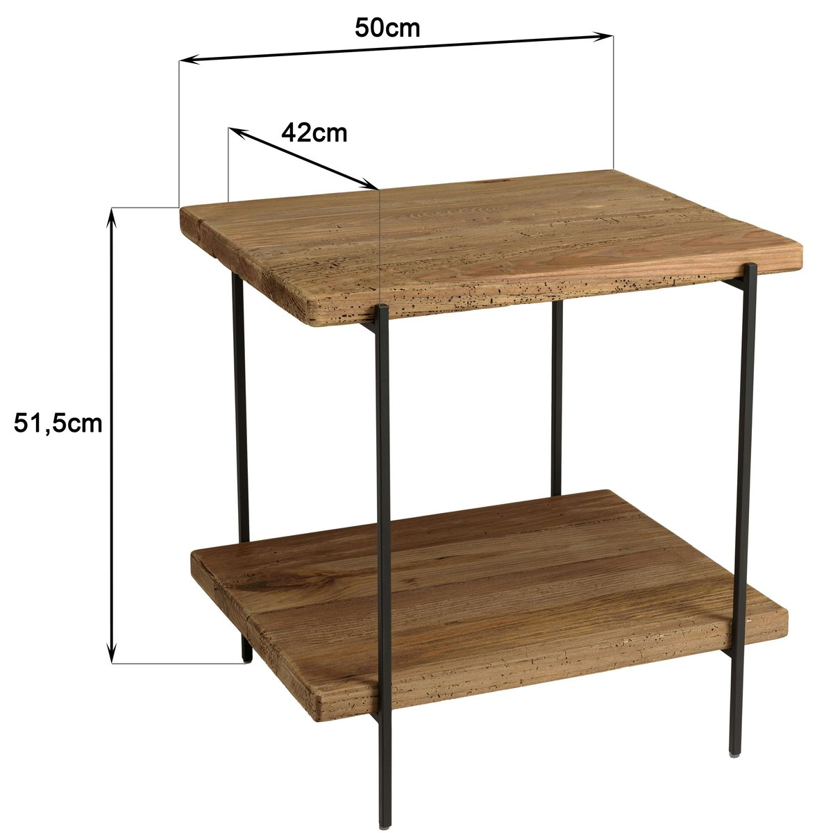 Table d'appoint double plateau pin recyclé CRACOVIE bois naturel, PIER IMPORT