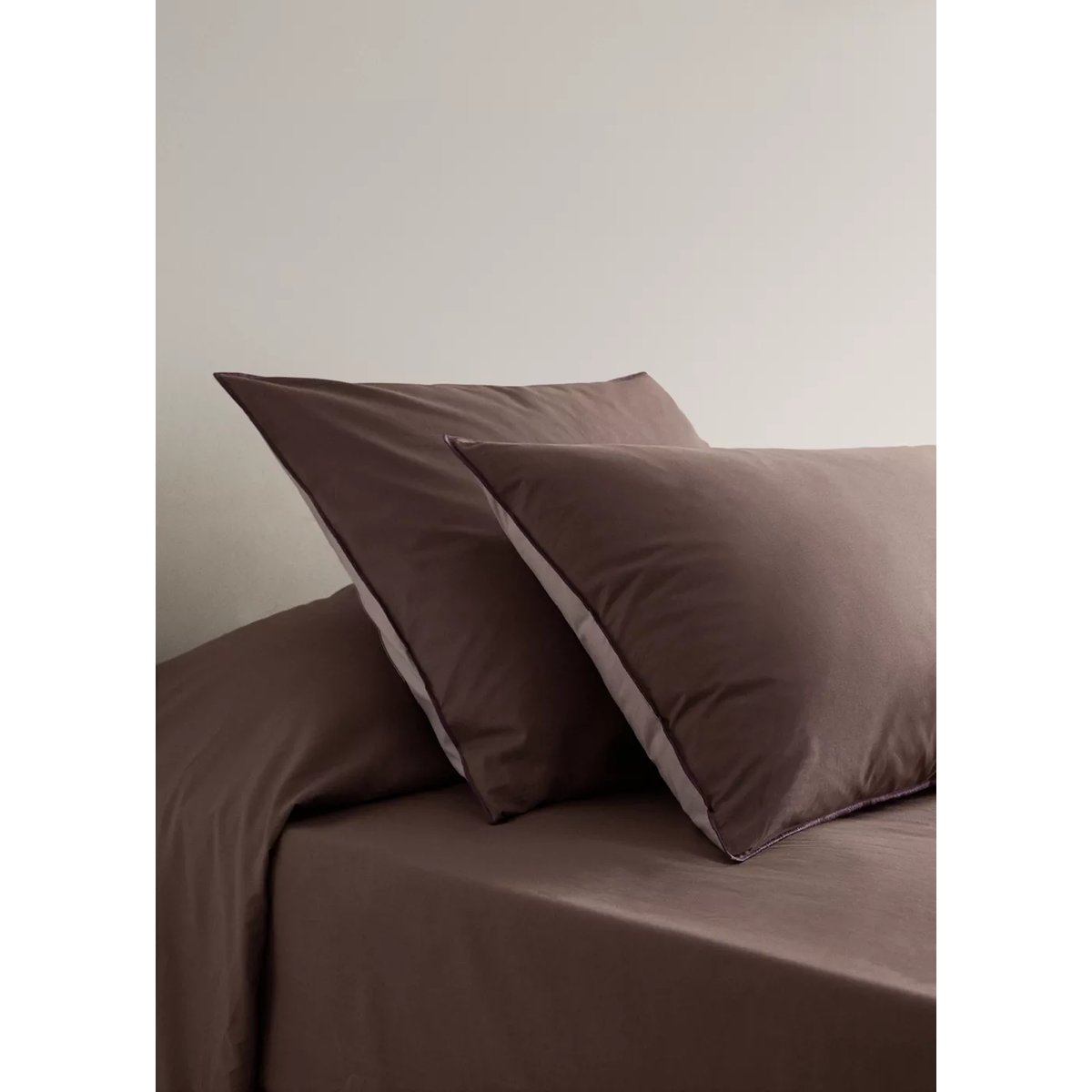 Lot de 2 taies d’oreiller 60 × 60 cm marron, MANGO HOME