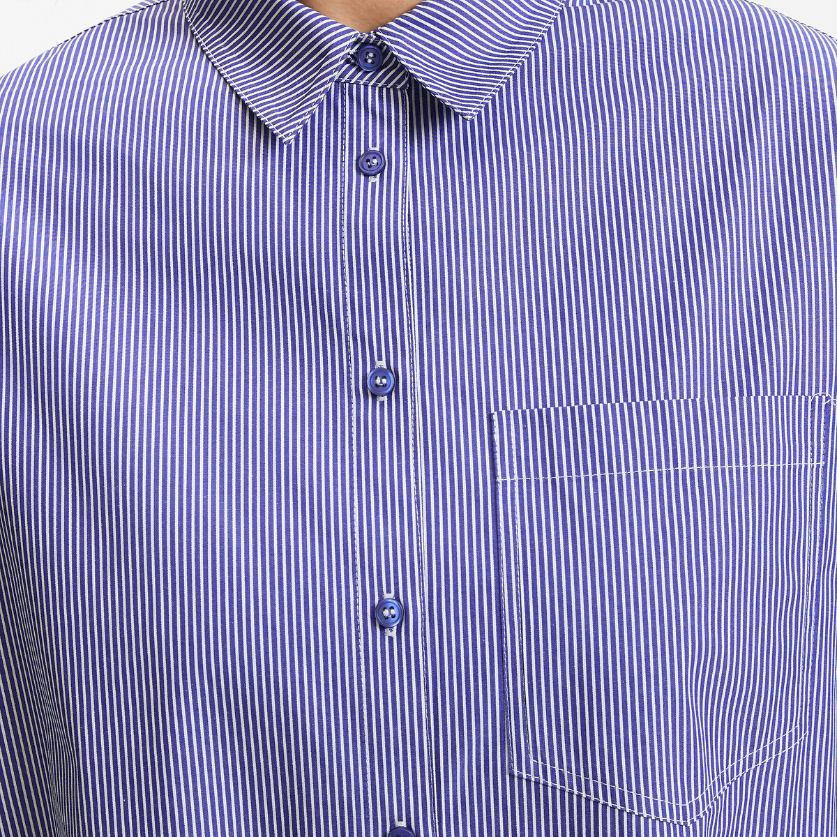 Robe-chemise, longue, à rayures, manches longues rayé bleu/blanc, LA REDOUTE COLLECTIONS