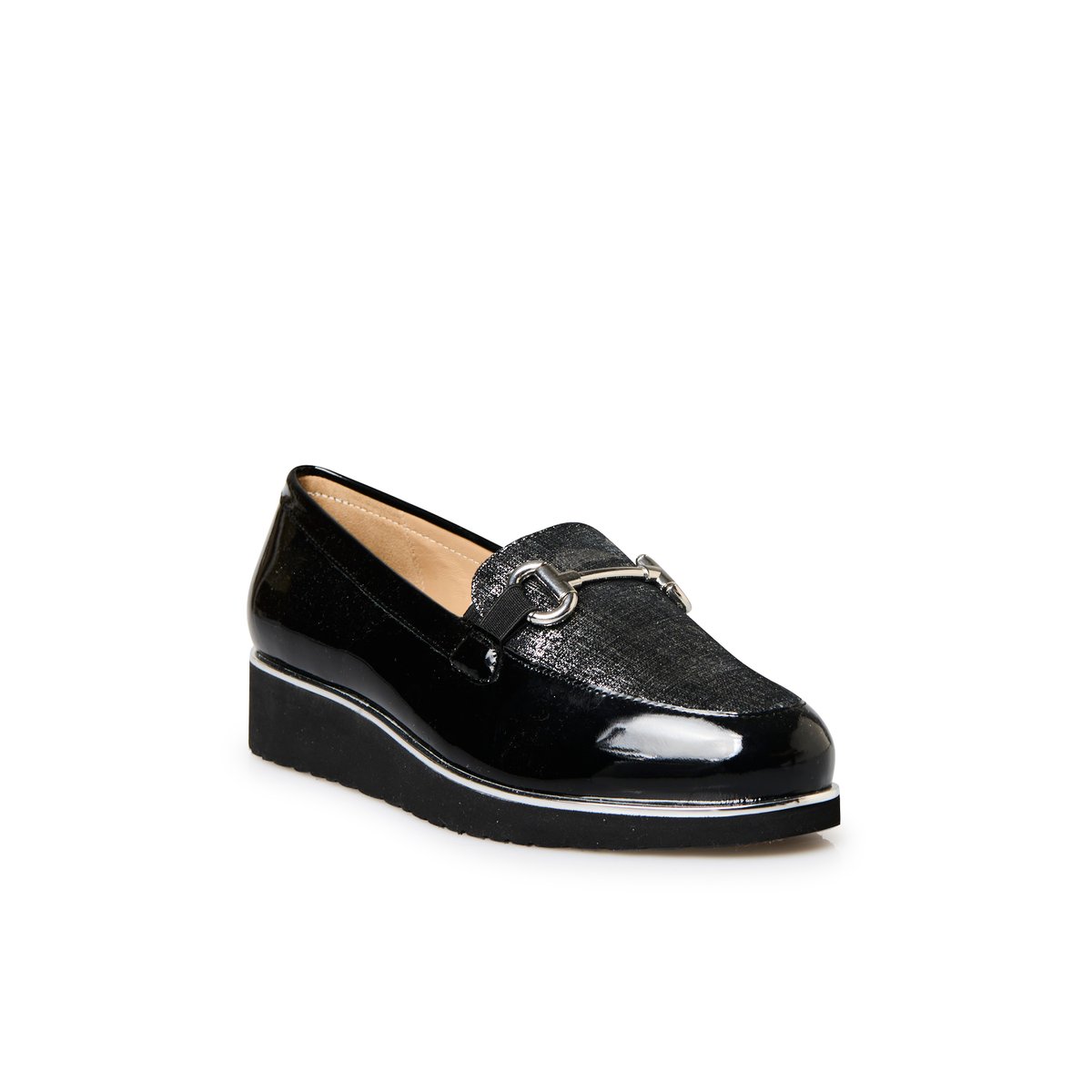 Mocassins élastiqués vernis noir, PEDICONFORT