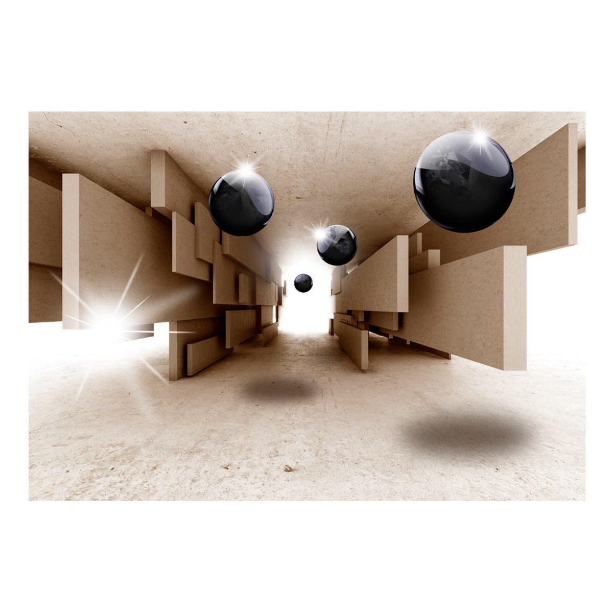 Papier peint intissé panoramique 3D et Perspective Underground Racing beige, EDEN