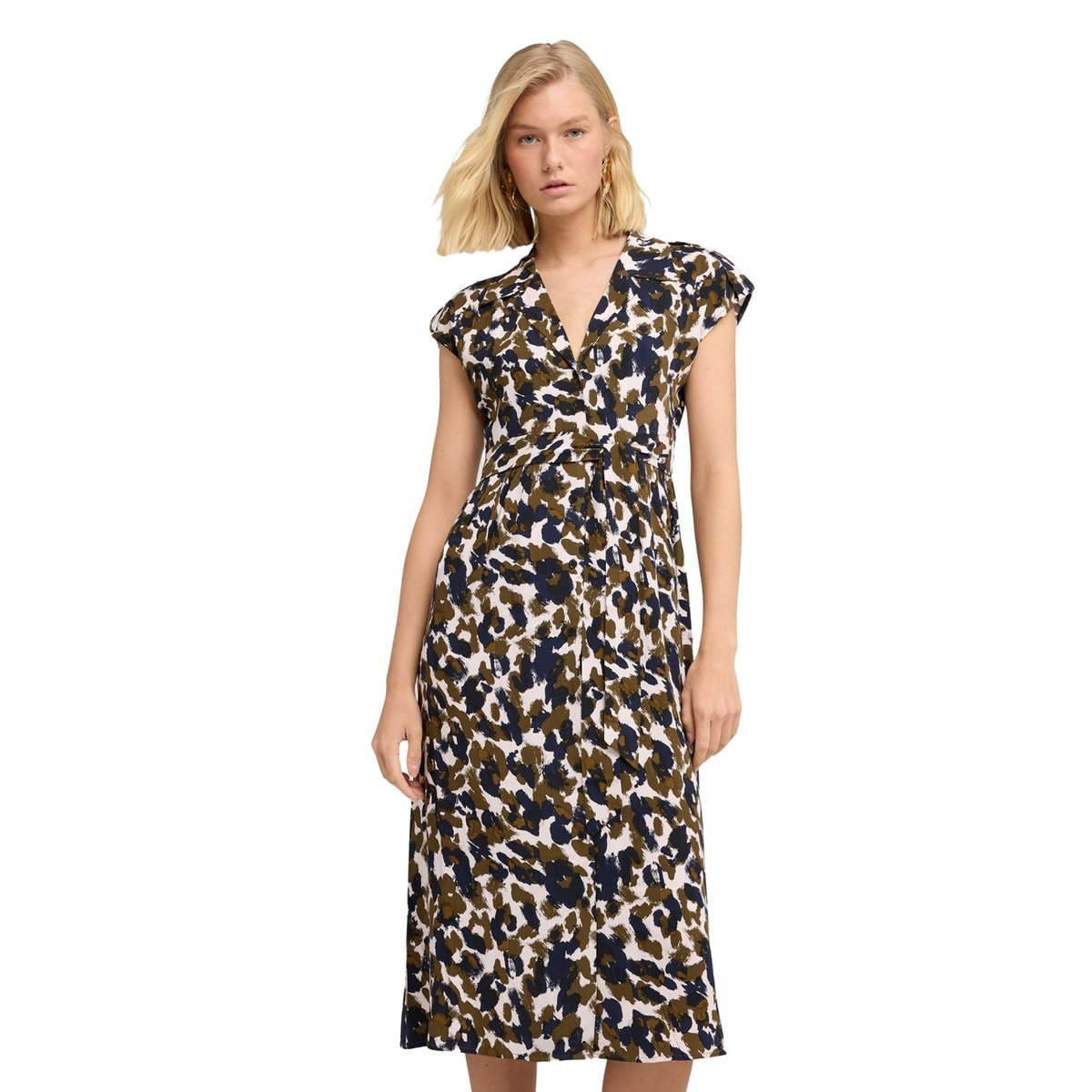 Robe chemisier imprimée verde militare, MOTIVI