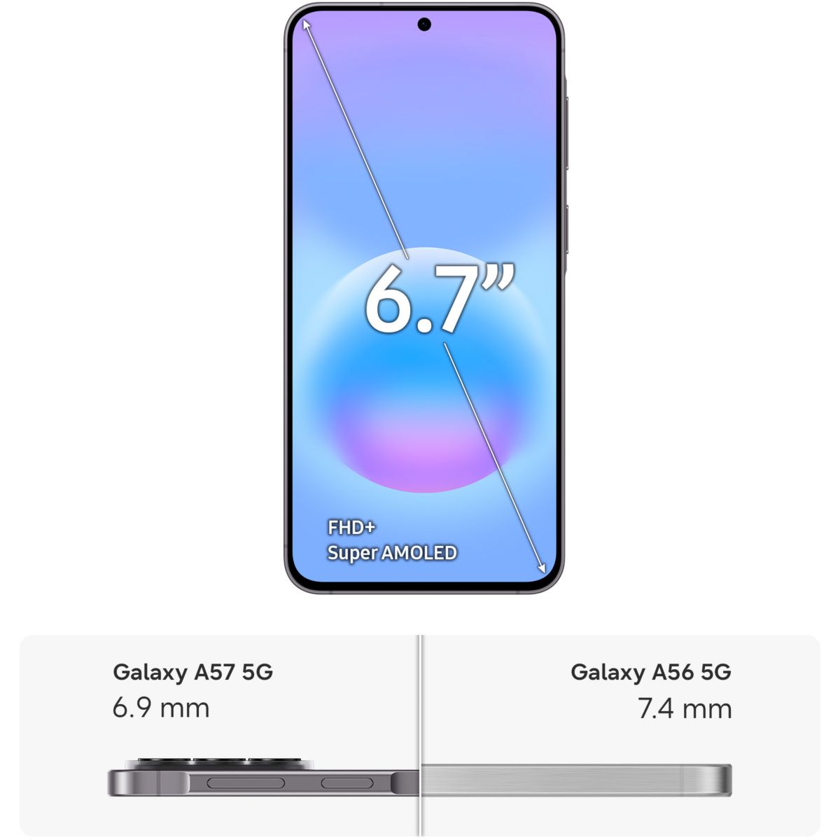 Smartphone Galaxy A57 5G 256Go Gris couleur unique, SAMSUNG