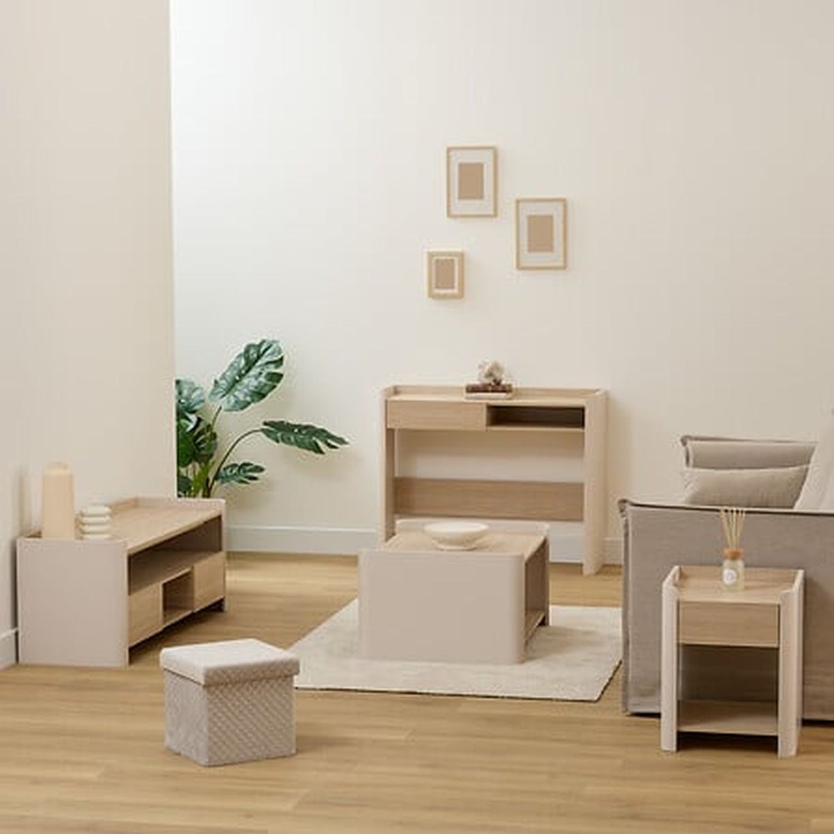 Table basse 2 niveaux ROUNDY ivoire, 5FIVE SIMPLY SMART