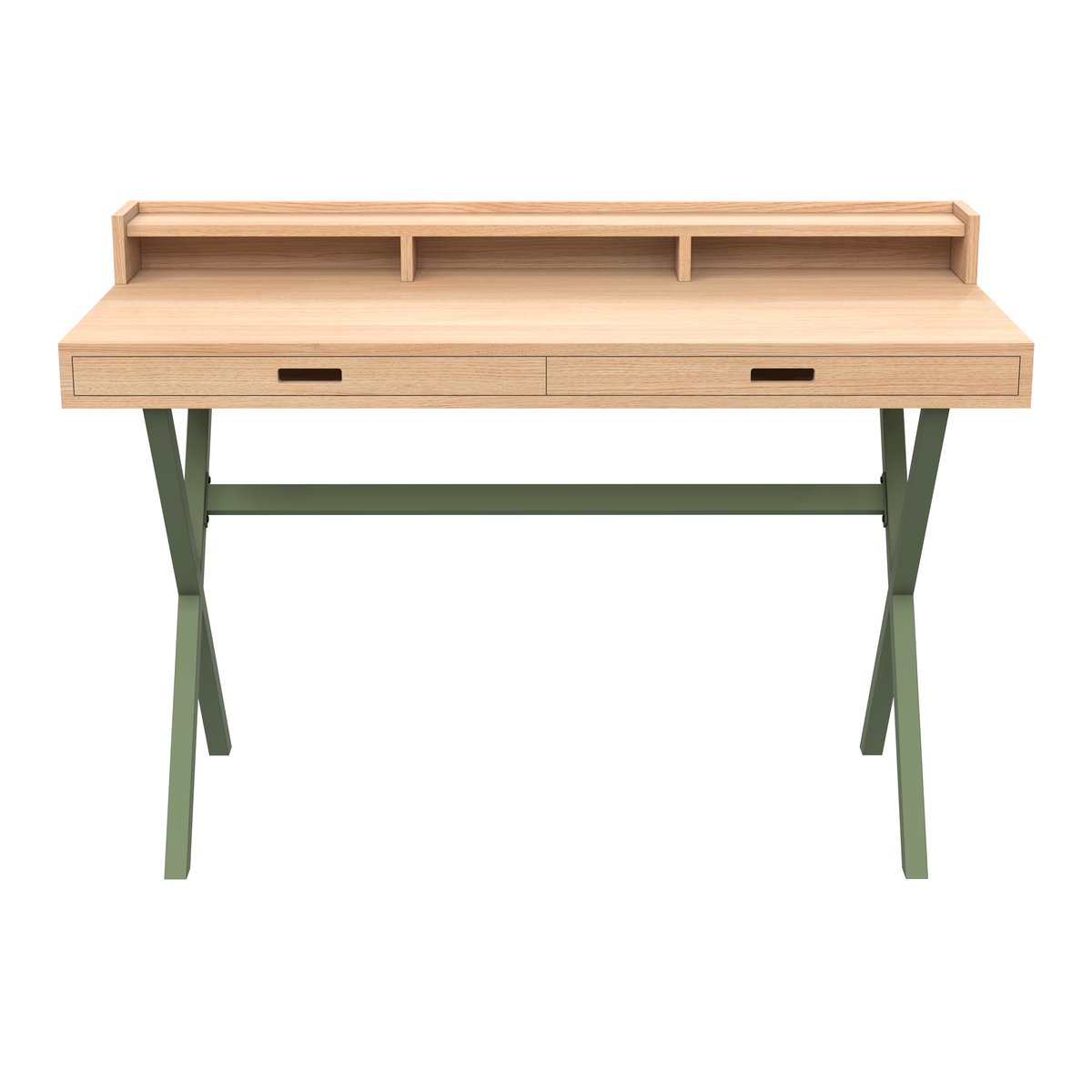 Bureau en chêne teinté et métal coloré, HYPPOLITE vert sauge, HARTO