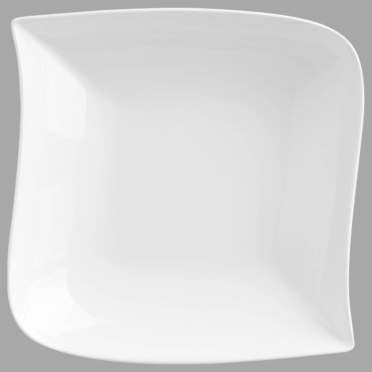 Lot de 6 assiettes creuses carrées en céramique VAGUE blanc, SECRET DE GOURMET