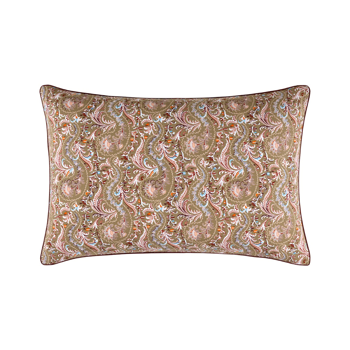 Taie d'oreiller en percale de coton vert, TALMA multicolore, DESFORGES