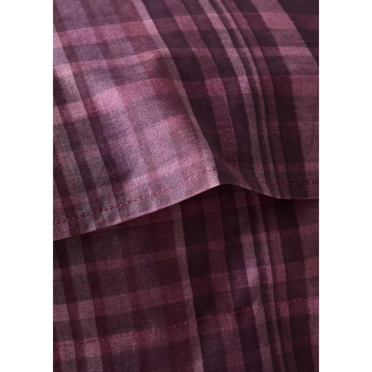 Taie d’oreiller 100 % coton à carreaux 60x60 cm lie de vin, MANGO HOME