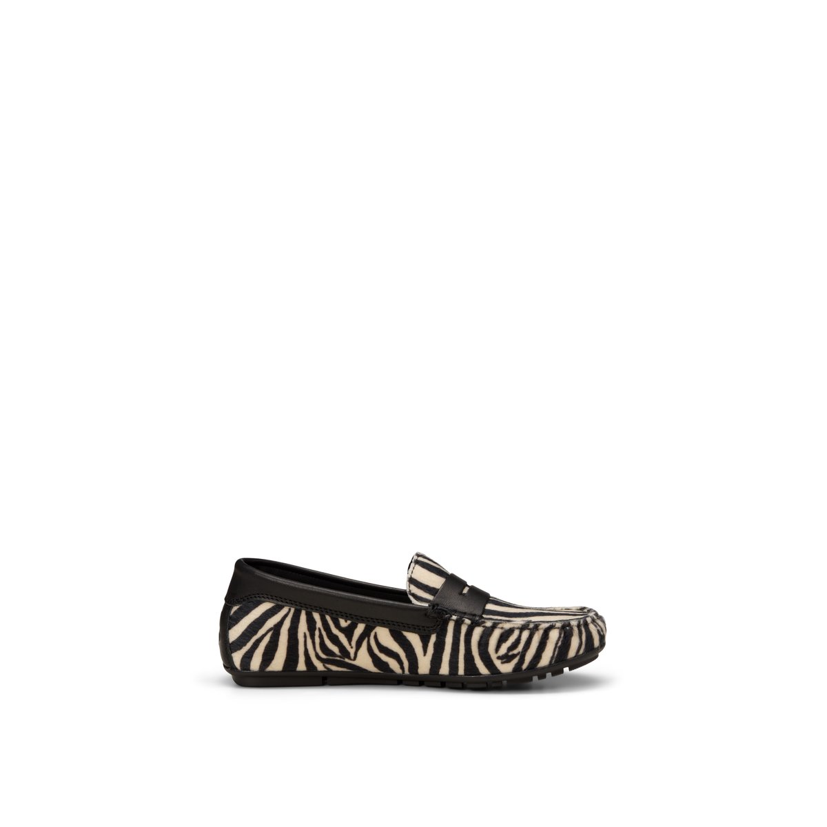 Mocassin modèle Selma en aspect peau de zèbre blanc/noir, MARC O'POLO
