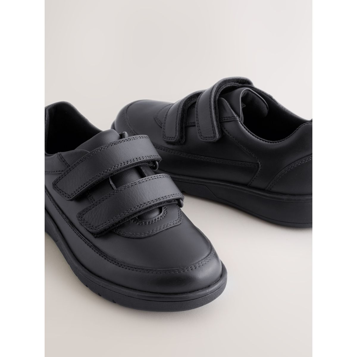 Chaussures en cuir à scratch et 2 brides noir, NEXT
