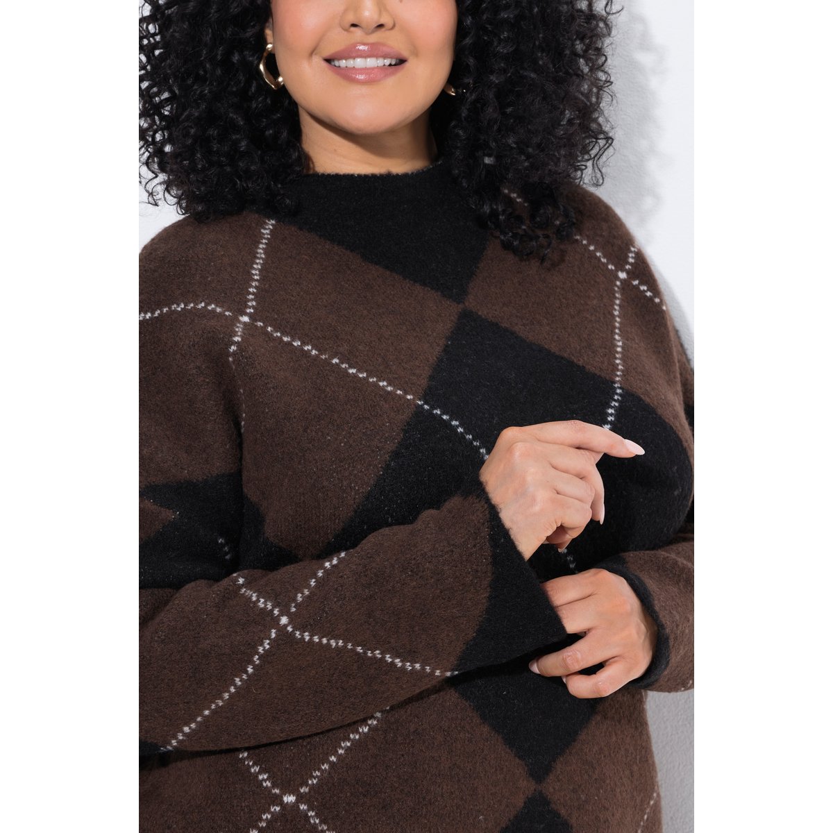 Pull à col montant et manches longues marron, ULLA POPKEN