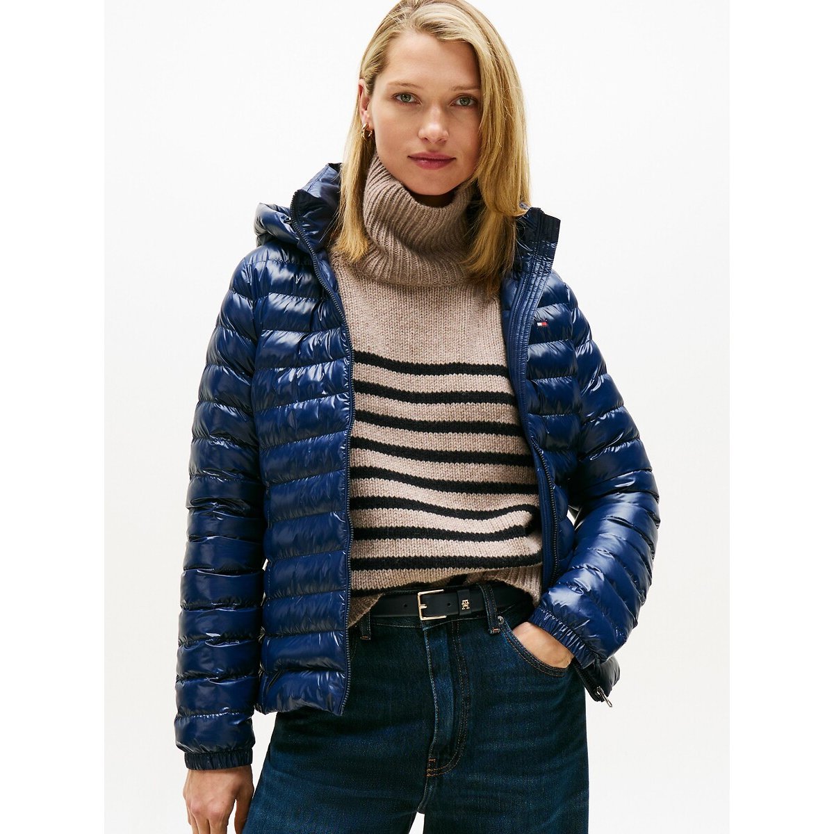 Doudoune courte à capuche, manches longues bleu, TOMMY HILFIGER