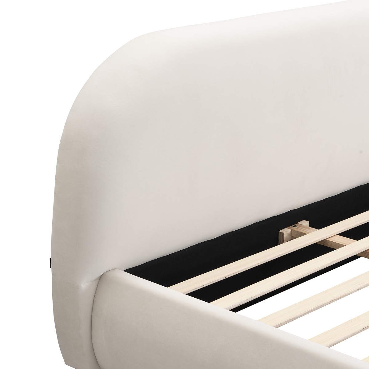 Lit avec tête de lit en velours - MADDIE beige, HOMIFAB