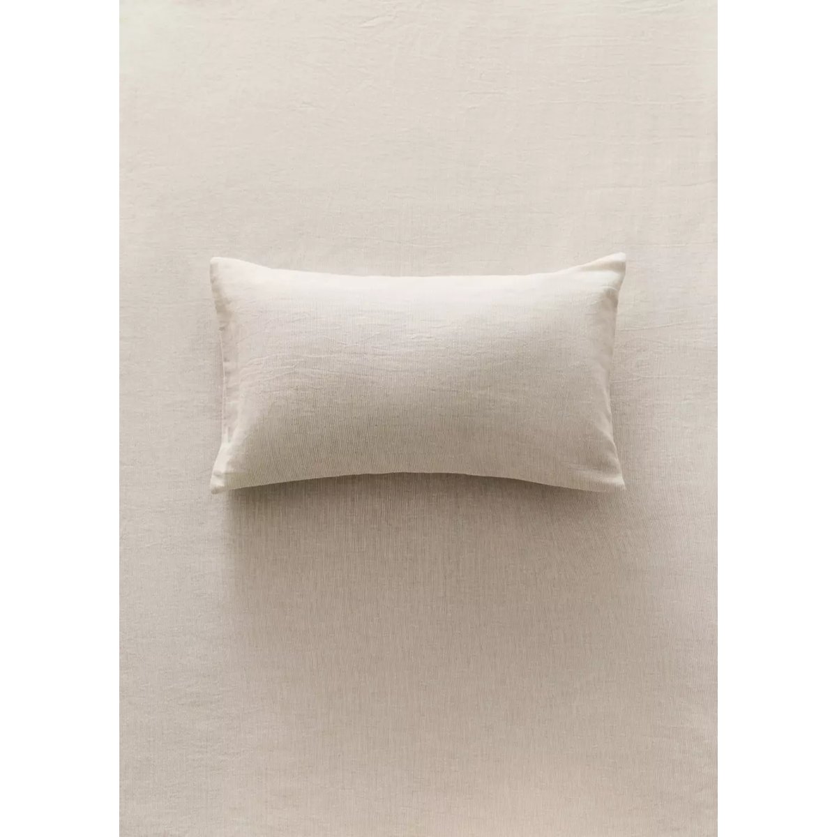 Taie d'oreiller berceau coton lin rayures 30 x 50 cm sable, MANGO HOME