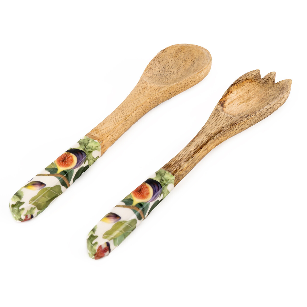 Set of 2 'Figs' Serving Spoon & Fork in Mango Wood purple, SO'HOME