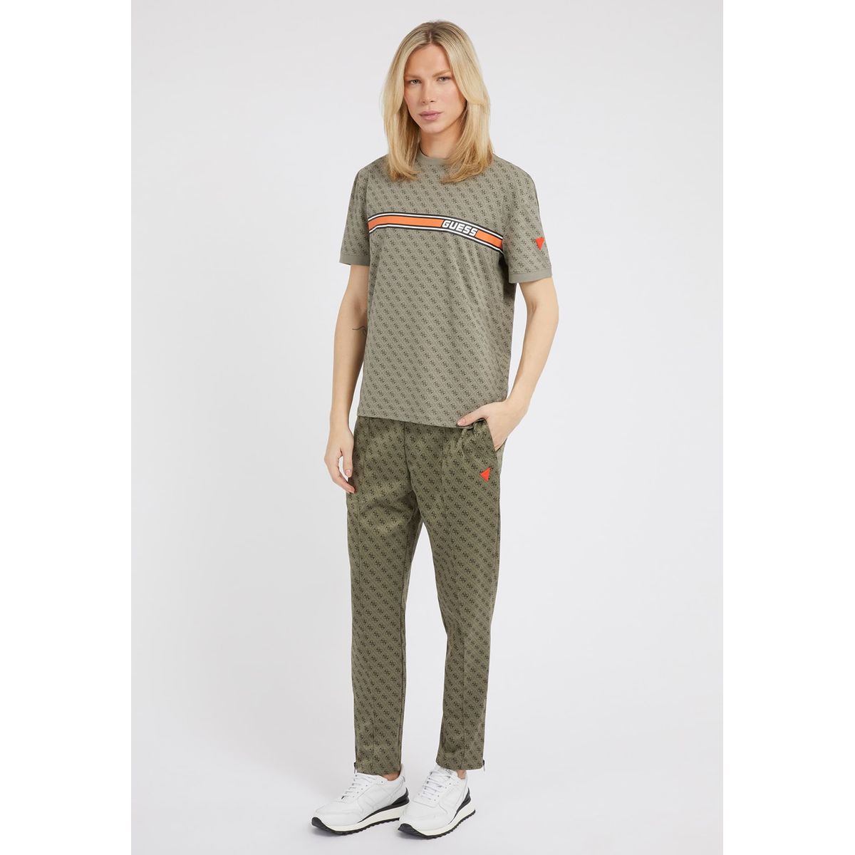 Pantalon Jogging Logo All-Over vert multi, GUESS
