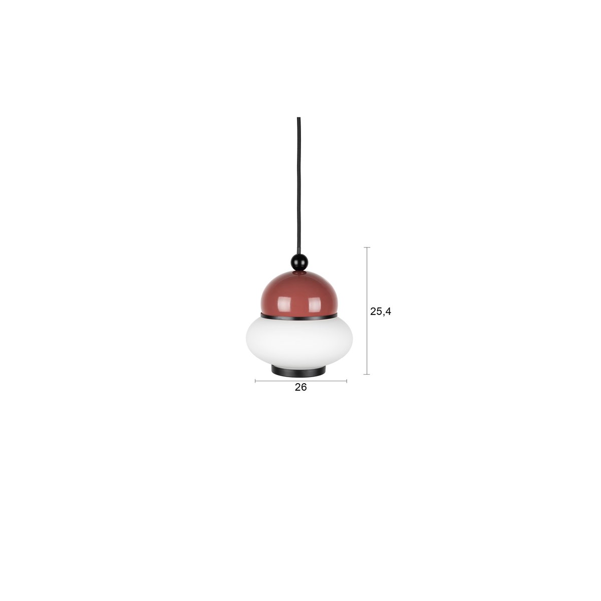 Suspension en verre vintage, D.26 rouge, ZUIVER